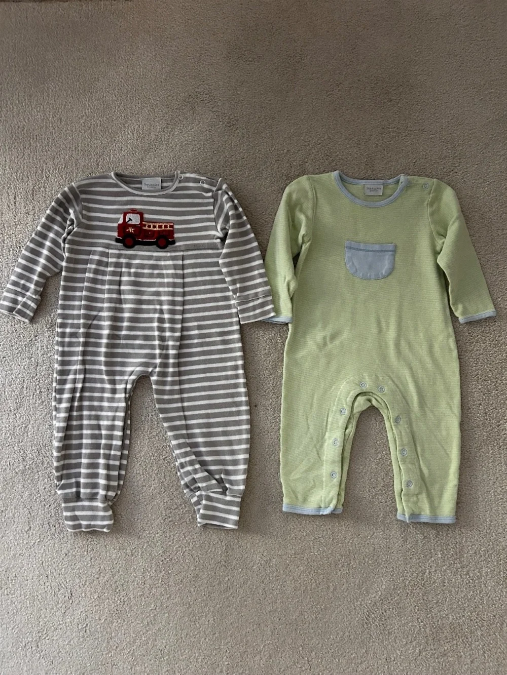 Two rompers 12 & 18m Squiggles by Charlie pima cotton